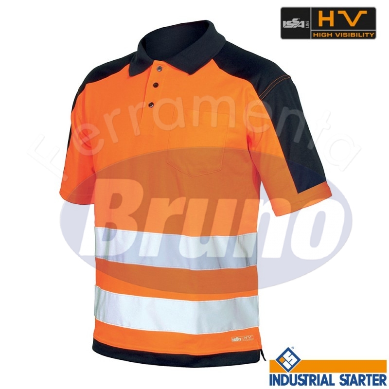INDUSTRIAL STARTER POLO ALTA VISIBILITÀ ARANCIO/BLU